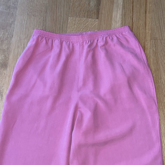 Pure Silk Pink Pull-On Pants Pajama Lounge Everyday GO SILK Washable w/ Pockets - Picture 4 of 15